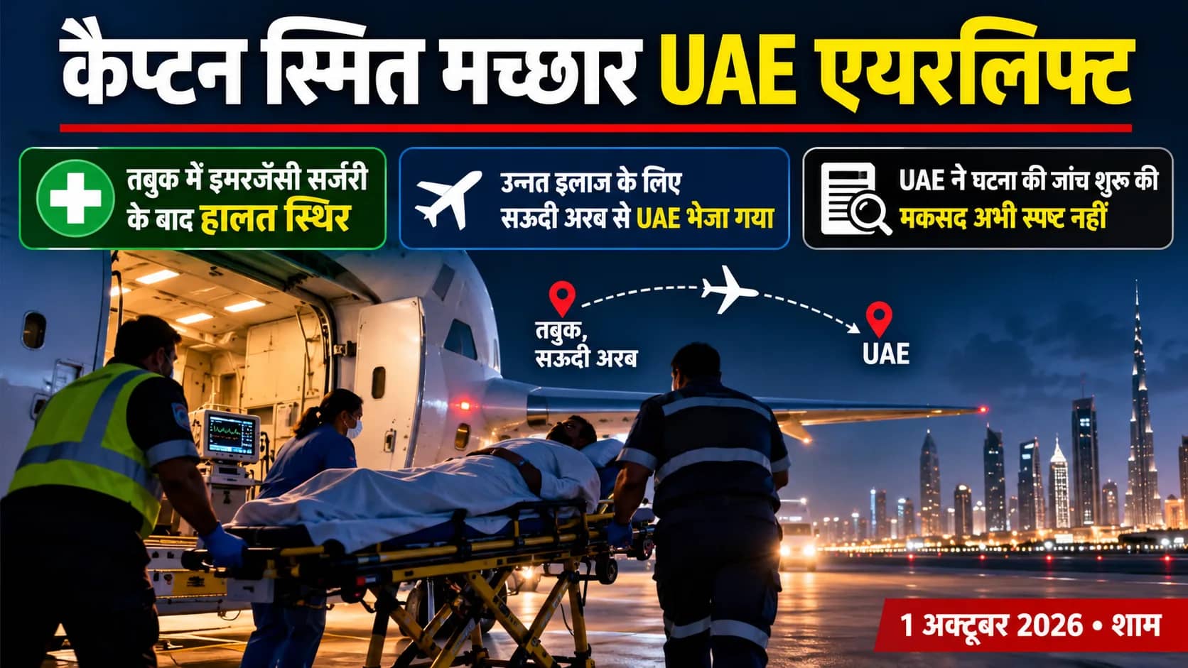 Flydubai घटना में नया अपडेट: कैप्टन स्मित मच्छार UAE एयरलिफ्ट, तबुक में इमरजेंसी सर्जरी के बाद हालत स्थिर; UAE ने शुरू की जांच