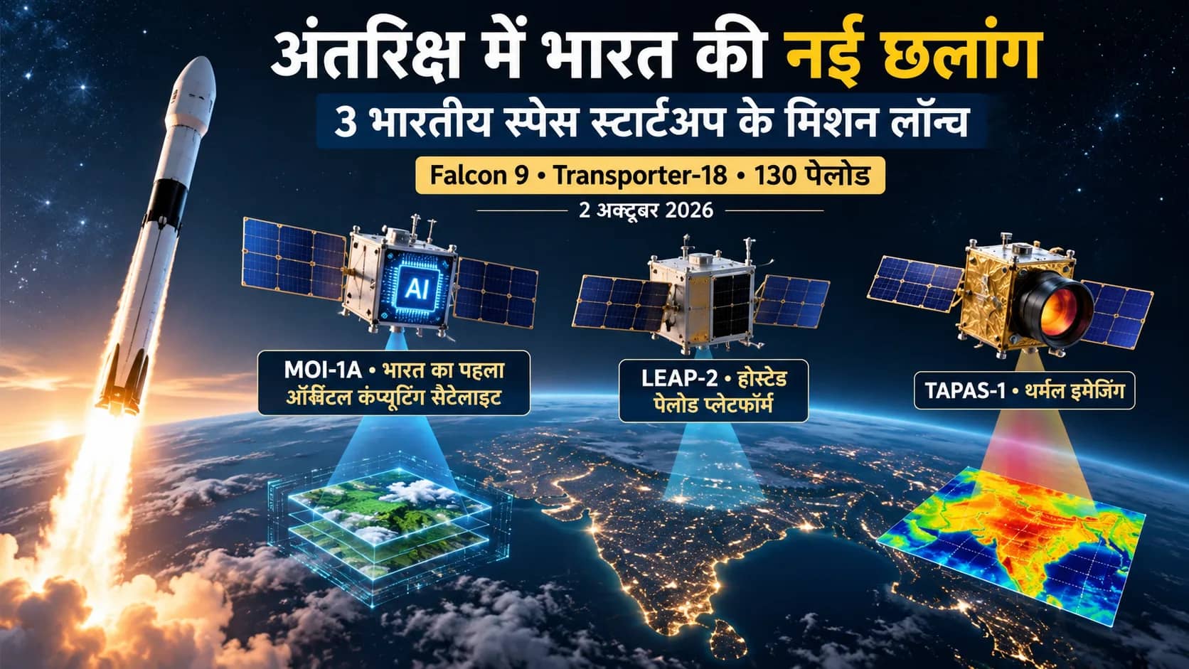 अंतरिक्ष में भारत की नई छलांग, 3 भारतीय स्पेस स्टार्टअप के मिशन लॉन्च।