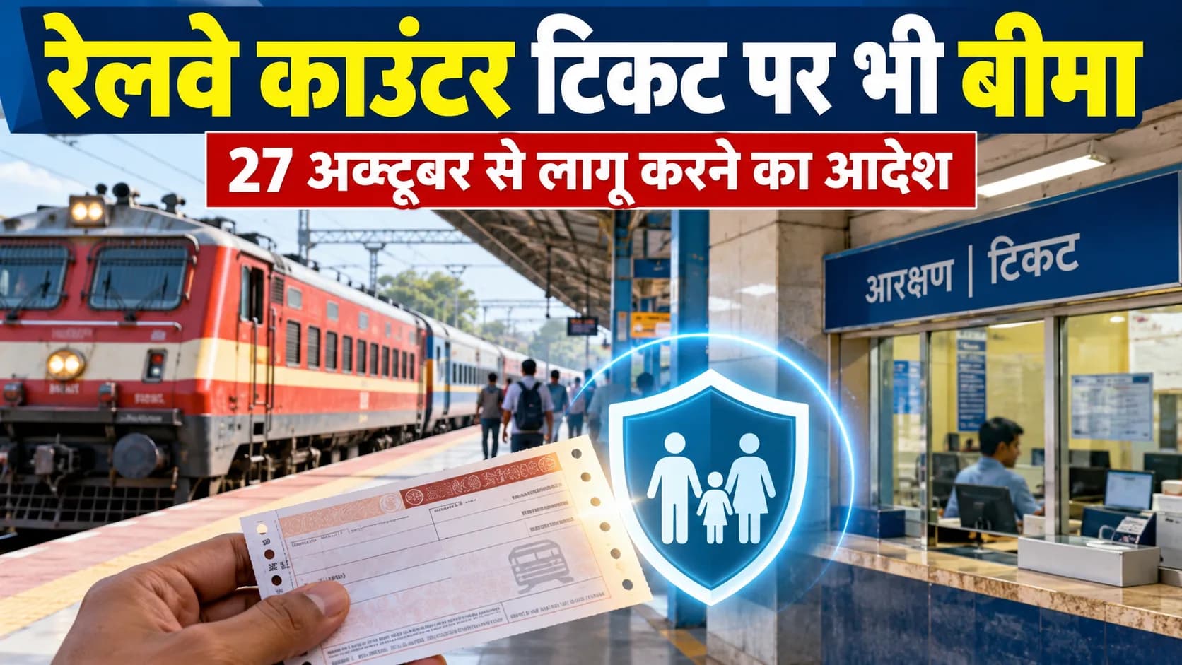 रेलवे काउंटर टिकट पर भी बीमा 27 अक्टूबर से लागू करने का आदेश।