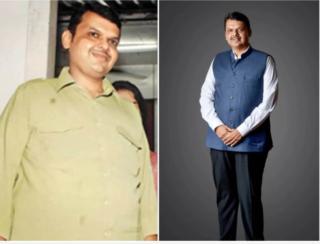 एक व्यक्ति की पहले और बाद की तस्वीर, जिसमें उसने वजन कम किया है।