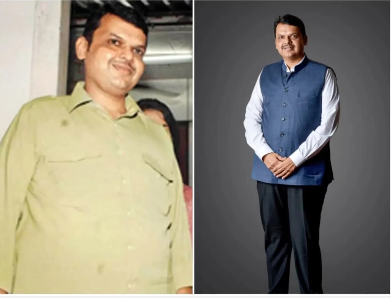 एक व्यक्ति की पहले और बाद की तस्वीर, जिसमें उसने वजन कम किया है।