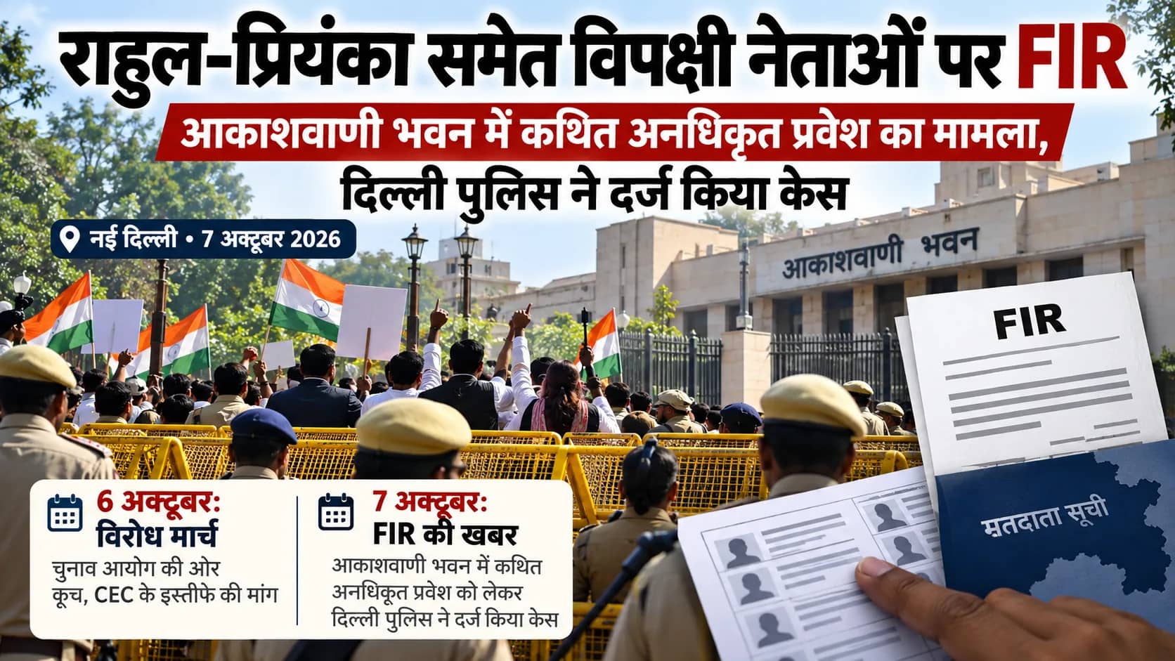 नई दिल्ली में आकाशवाणी भवन के बाहर पुलिस और प्रदर्शनकारियों के बीच झड़प।