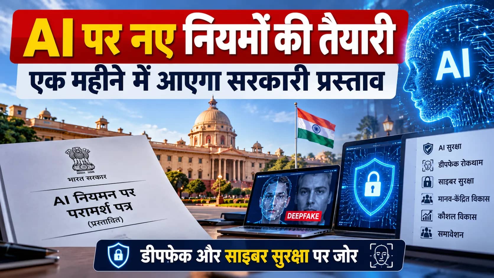 भारत में AI पर नए नियमों की तैयारी: एक महीने में आएगा सरकारी प्रस्ताव, डीपफेक और साइबर सुरक्षा पर रहेगा विशेष जोर