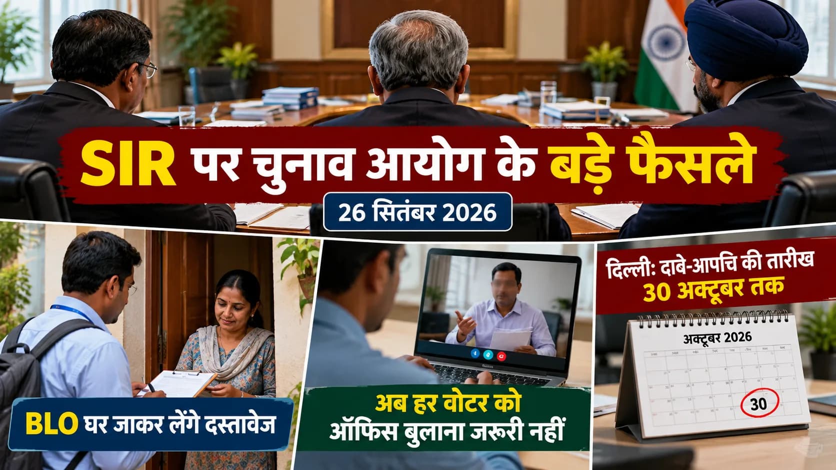 SIR पर चुनाव आयोग के बड़े फैसले: अब BLO घर जाकर लेंगे दस्तावेज, हर वोटर को सुनवाई के लिए ऑफिस बुलाना जरूरी नहीं; दिल्ली में समय-सीमा बढ़ी
