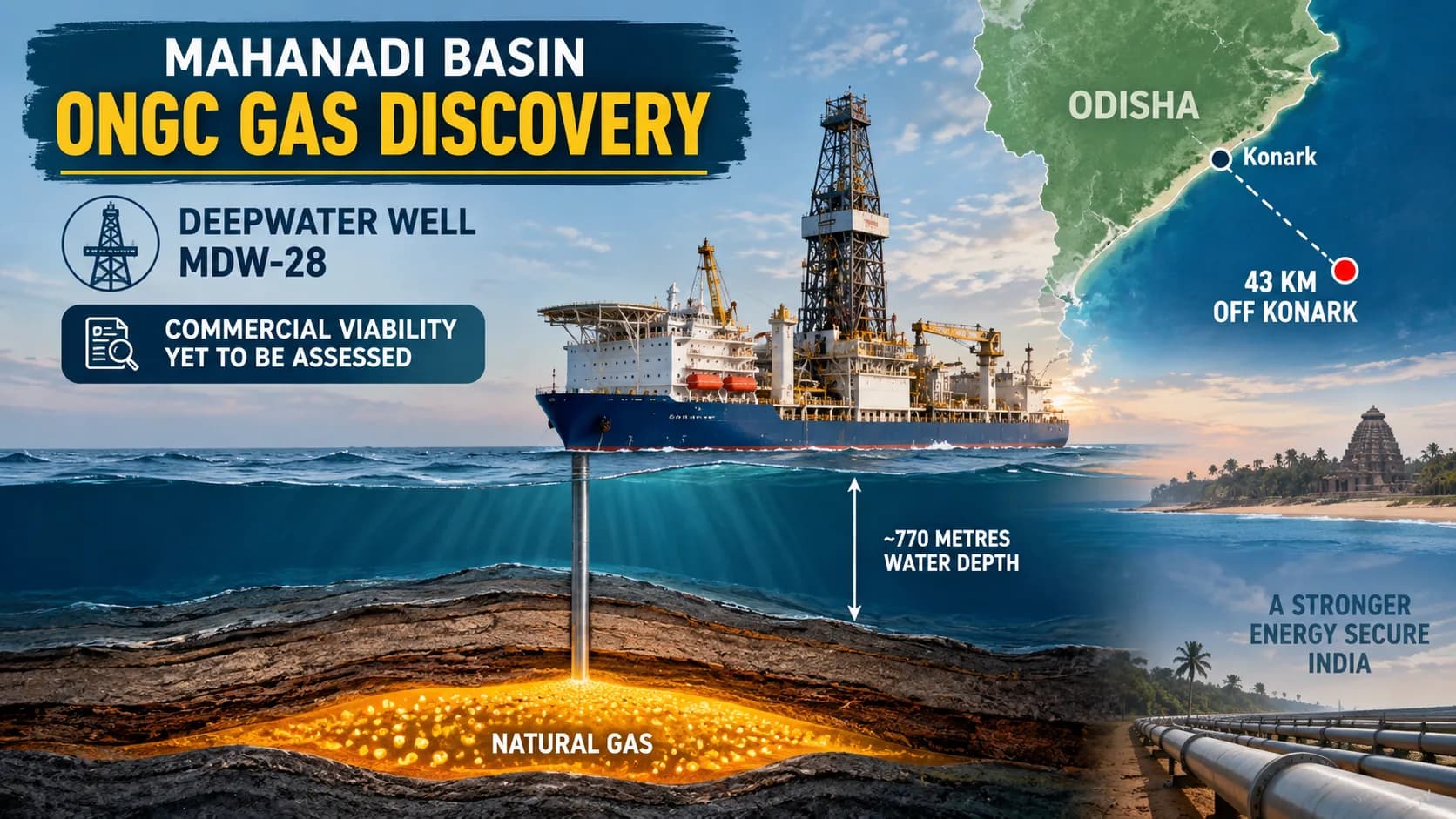 ओडिशा तट पर ONGC को मिली प्राकृतिक गैस